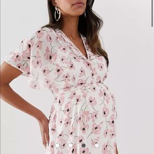 Pink Floral Maternity Dress